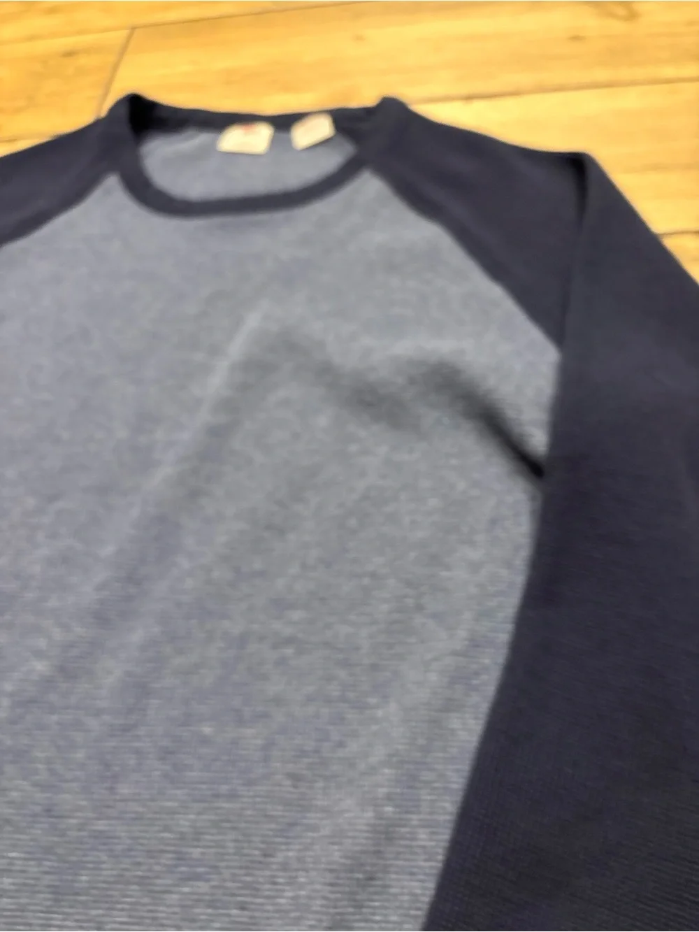 Levi's Waffle Knit Thermal Long Sleeve Shirt Mens Large Blue Navy Raglan